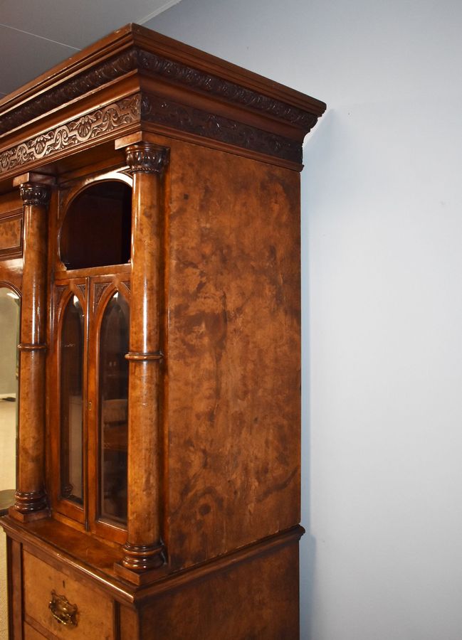 Antique Victorian Burr Walnut Triple Wardrobe