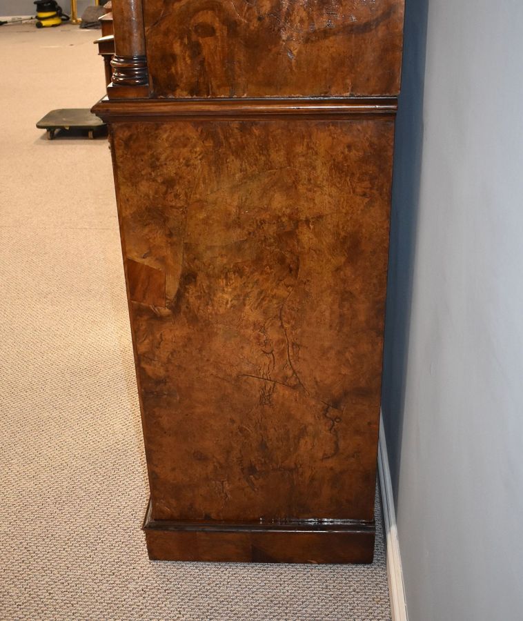 Antique Victorian Burr Walnut Triple Wardrobe