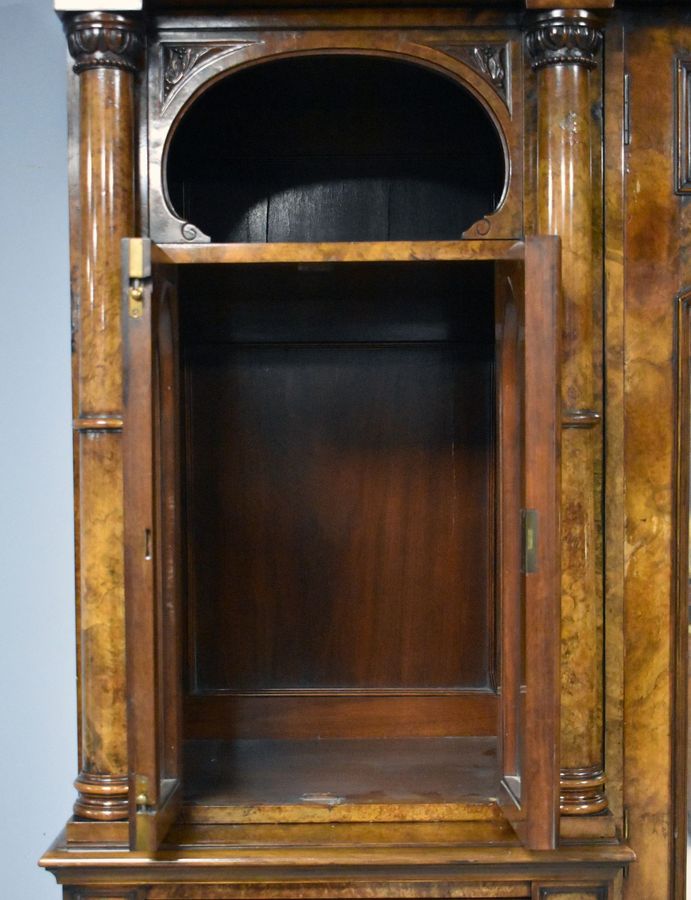 Antique Victorian Burr Walnut Triple Wardrobe