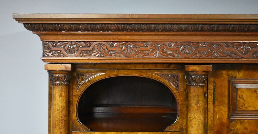 Antique Victorian Burr Walnut Triple Wardrobe