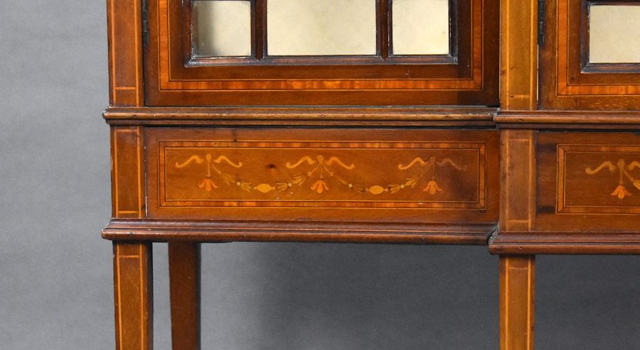 Antique Edwardian Mahogany Inlaid Display Cabinet