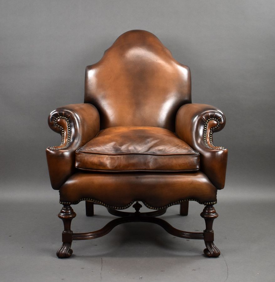 Antique Victorian Hand Dyed Leather Armchair