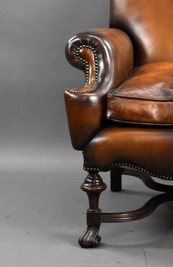 Antique Victorian Hand Dyed Leather Armchair