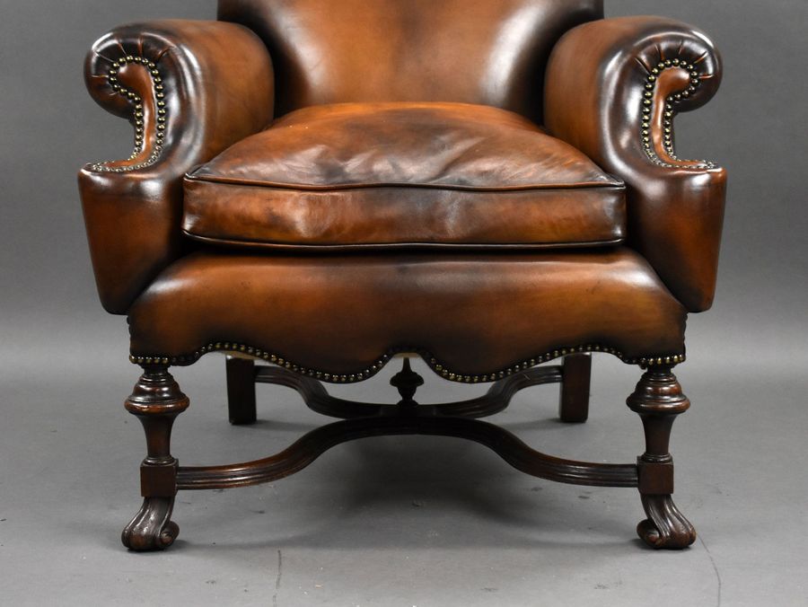 Antique Victorian Hand Dyed Leather Armchair