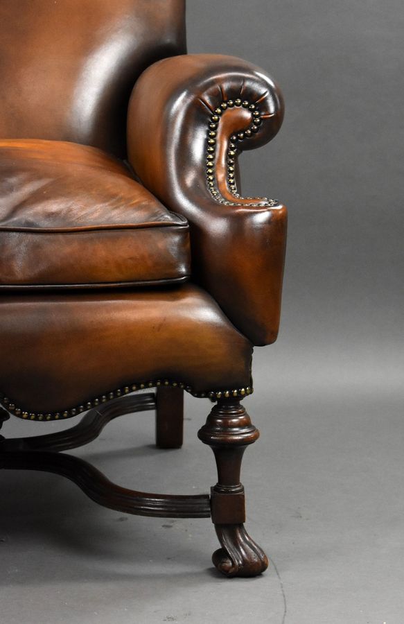 Antique Victorian Hand Dyed Leather Armchair