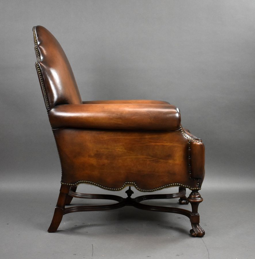 Antique Victorian Hand Dyed Leather Armchair