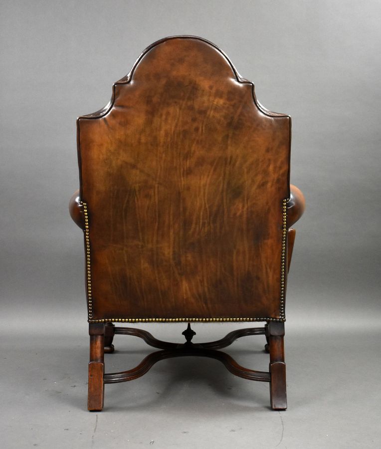 Antique Victorian Hand Dyed Leather Armchair