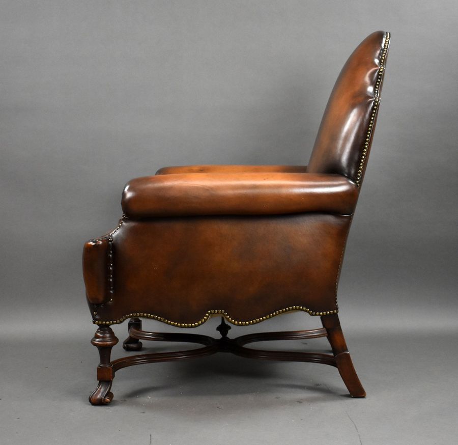 Antique Victorian Hand Dyed Leather Armchair