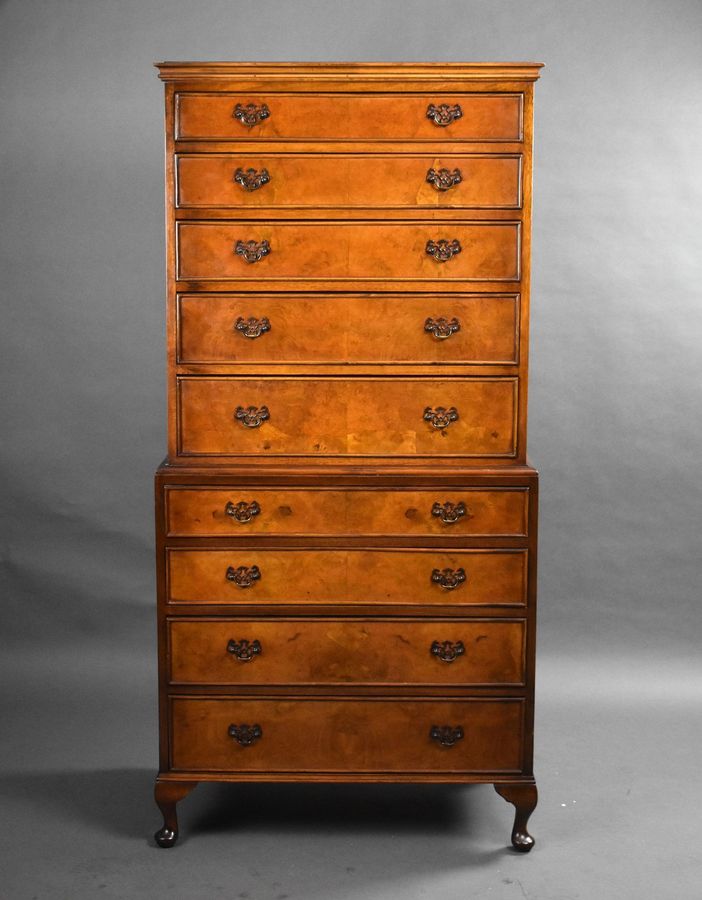 Antique Antique Burr Walnut Chest on Chest