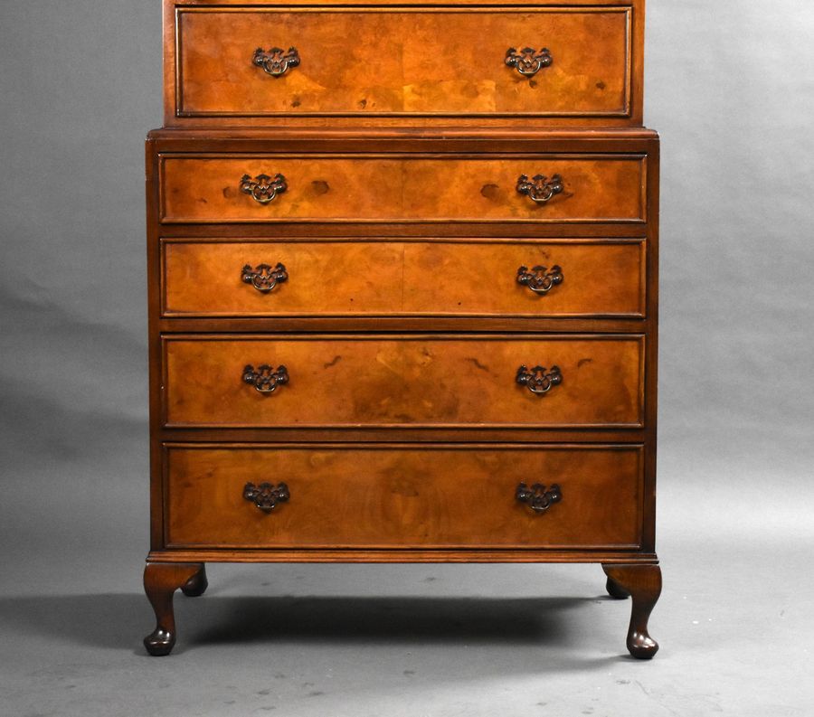 Antique Antique Burr Walnut Chest on Chest