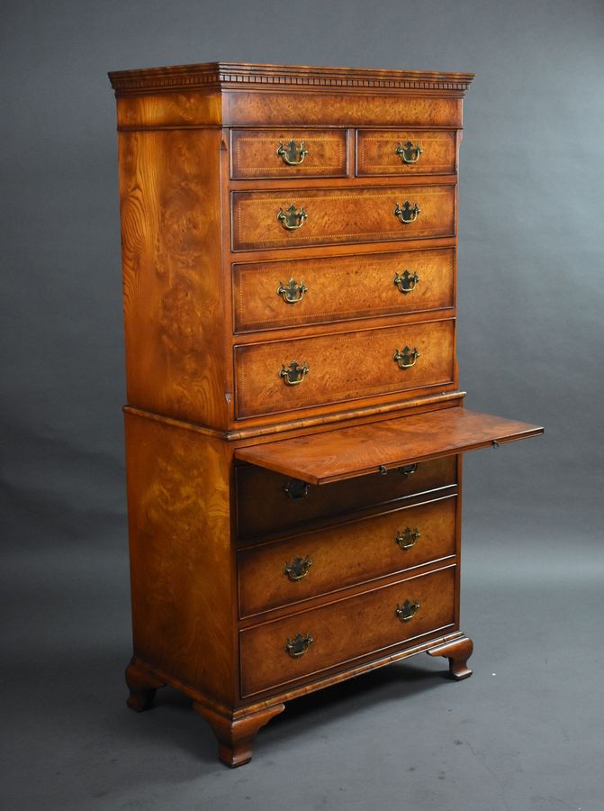 Antique Burr Walnut Chest on Chest