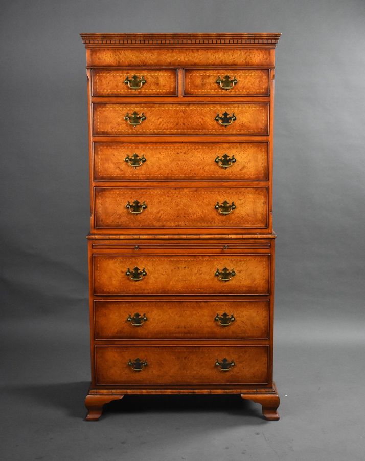 Antique Burr Walnut Chest on Chest