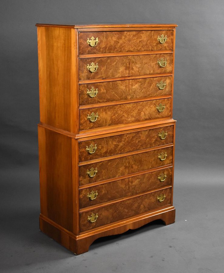 Antique Burr Walnut Chest on Chest