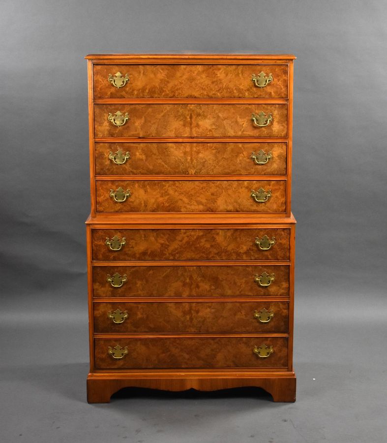 Antique Antique Burr Walnut Chest on Chest