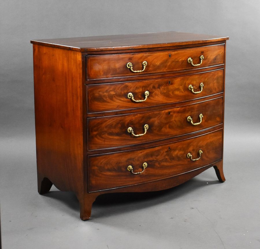 Regency Flame Mahogany Bow Front Gentlemens Chest