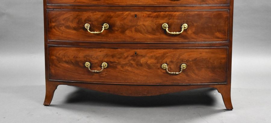 Antique Regency Flame Mahogany Bow Front Gentlemens Chest