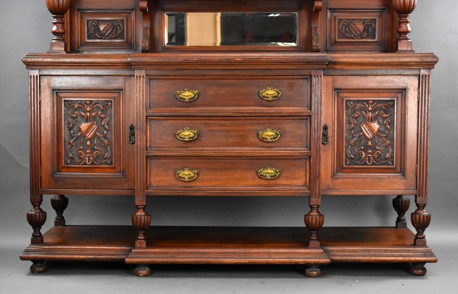 Antique Victorian Walnut Mirror Back Sideboard