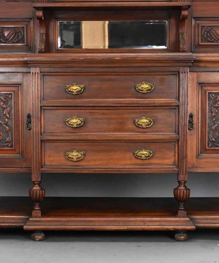 Antique Victorian Walnut Mirror Back Sideboard