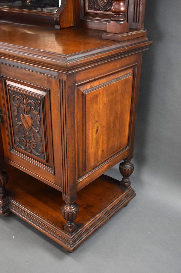 Antique Victorian Walnut Mirror Back Sideboard