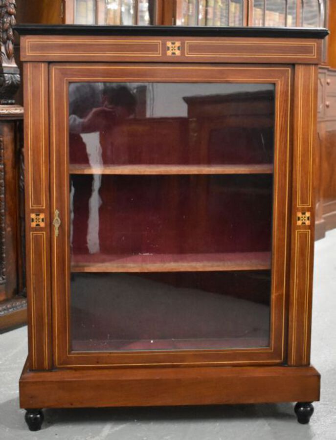 Antique Victorian Mahogany Inlaid Pier Cabinet
