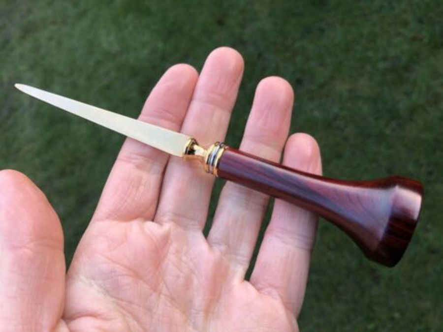 Antique Luxury Wood Wooden Brass Letter Opener ANTIQUES.CO.UK