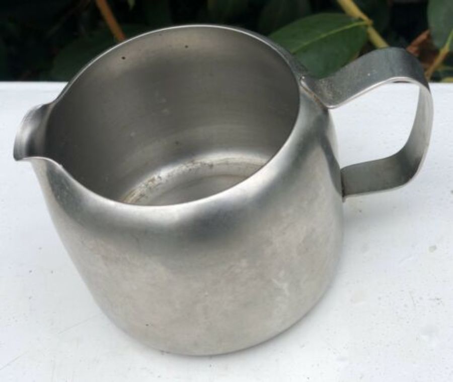 Antique Half Pint Milk Jug Pitcher Made From Stainless Steel By Old
