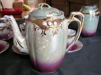 Antique Antique Victorian Porcelain Coffee / Chocolate Set. Serves 12