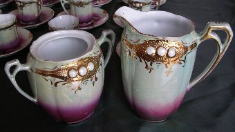 Antique Antique Victorian Porcelain Coffee / Chocolate Set. Serves 12