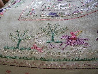 Antique Italian / Vintage Bedspread Embroidered on Net / Lace. Period 1900 - 1920 