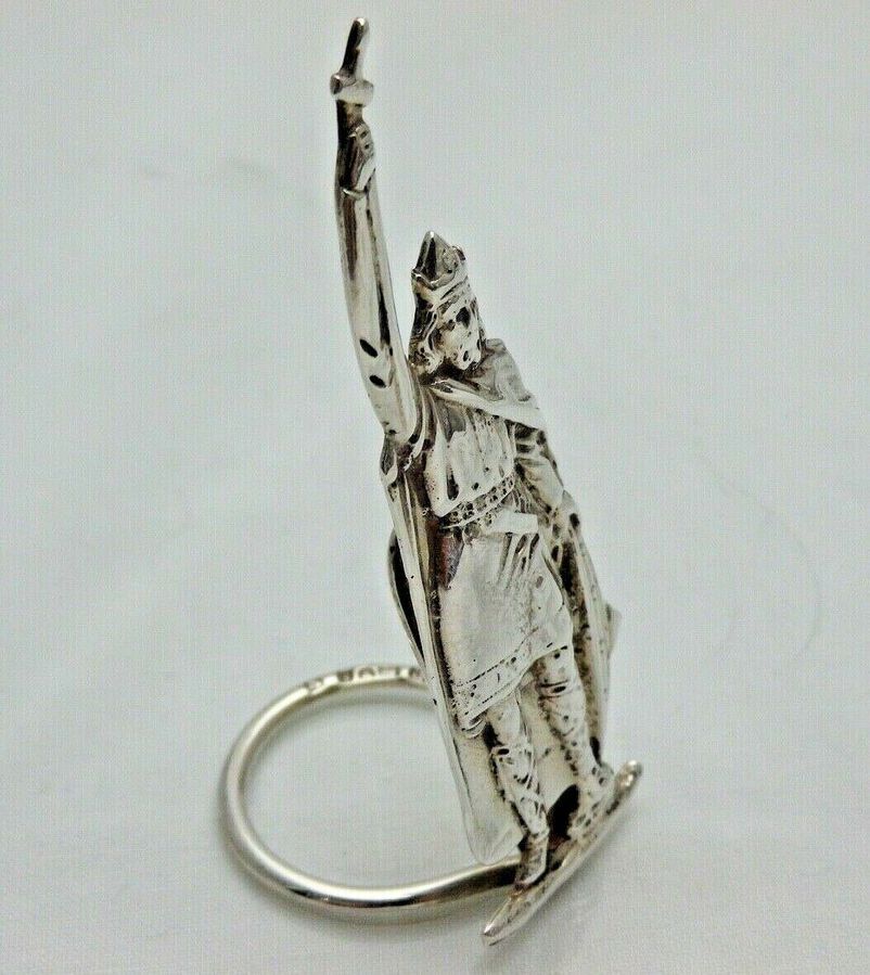 Antique 1913 Antique Solid Silver Novelty King Alfred The Great Menu Holder (1746/K/WOY)