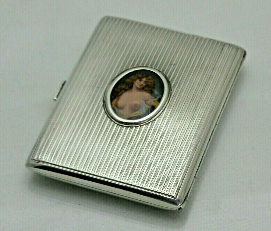 Antique Solid Silver Risqué Pictorial Case c1900 NOT REPRO (1714/K/OON