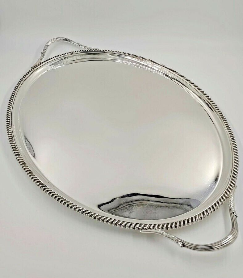 Antique Sterling Solid Silver Heavy Oval Form Tea Tray 1840 Grams (2023/9/PANNT
