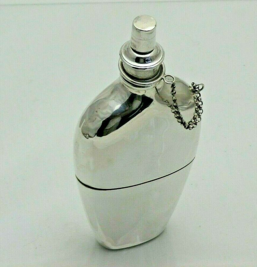 1808 Rare Georgian Antique Solid Silver Hip Flask 14 Pint 172g (1461-K-KYSNB)