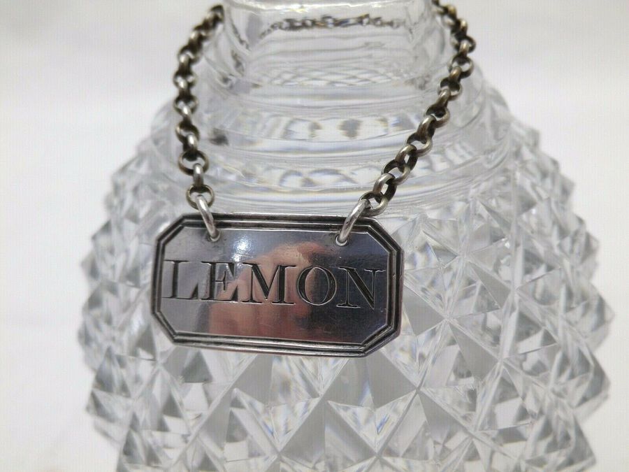 Georgian Antique Solid Silver Lemon Label or Ticket with Decanter (1137/K/SNY)
