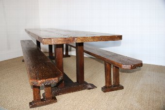  French Ash Refectory Table With Benches 