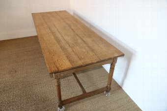 Antique Large French Beech Farmhouse Table 