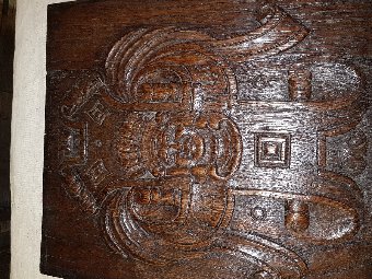 Antique Carved Oak Coffer Panel