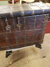 Antique Antique 19th century teak iron bound sea chest