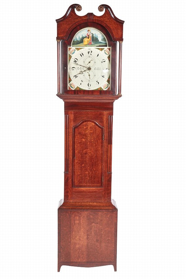 Antique Oak & Mahogany Grandfather Clock by W Prior Skipton