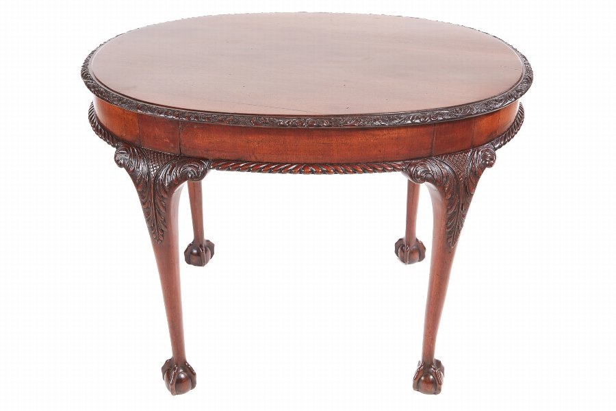 Antique Oval Carved Mahogany Centre Table