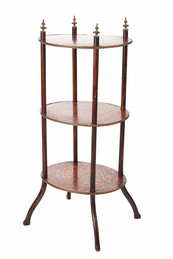 VICTORIAN THREE TIER OVAL INLAID STAND