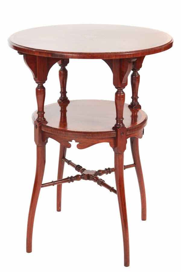 FINE QUALITY INLAID ROSEWOOD TWO TIER OCCASIONAL TABLE