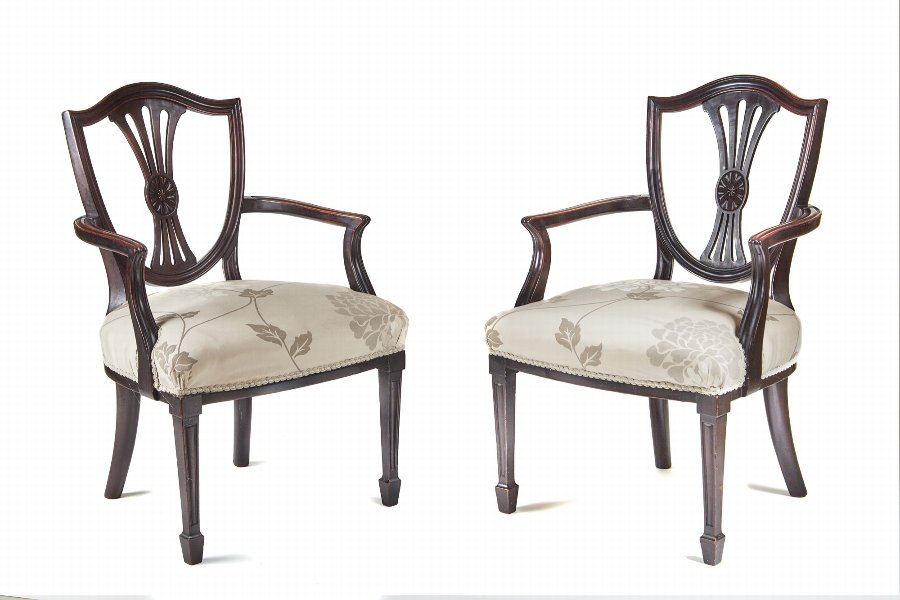 Pair of Hepplewhite Style Elbow Chairs