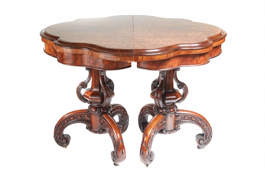 Rare and Unusual pair of Victorian Burr Walnut Card Tables  
