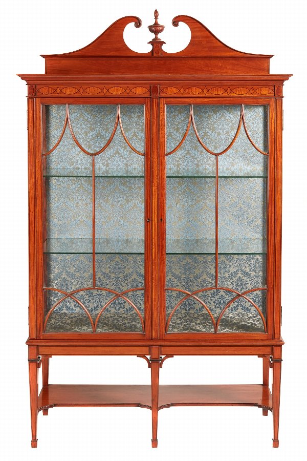 Outstanding Quality Inlaid Satinwood Display Cabinet c.1880