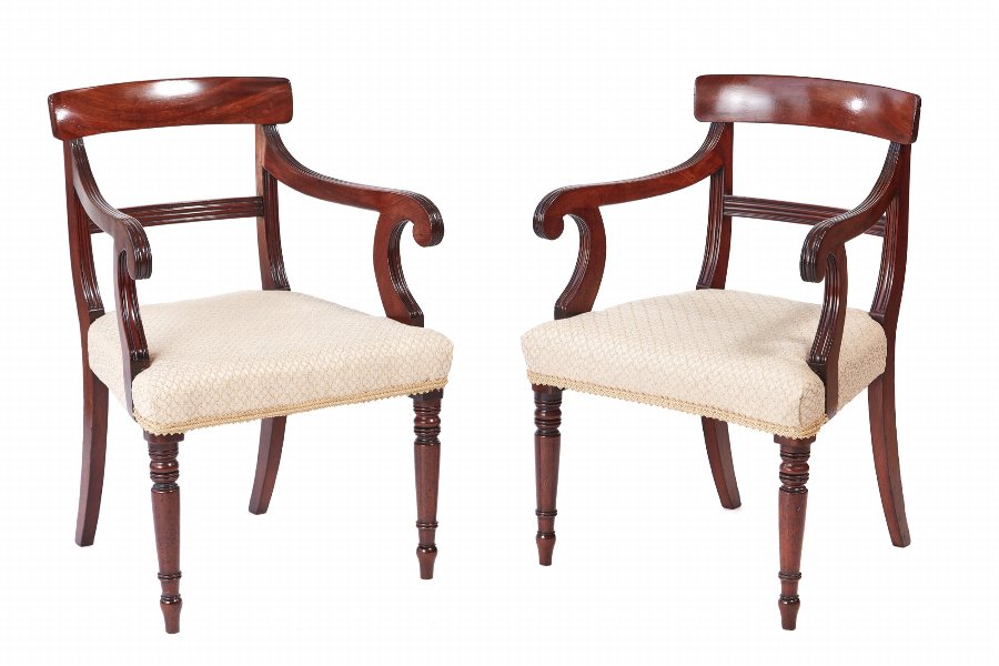 Quality Pair of George III Mahogany Elbow / Desk Chairs