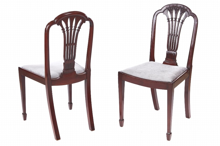 Quality Pair of Antique Mahogany Carved Side / Desk Chairs