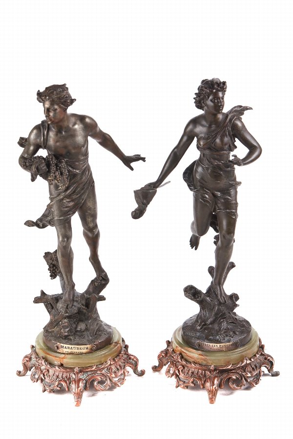 Quality Antique Pair of Spelter Figures c.1860