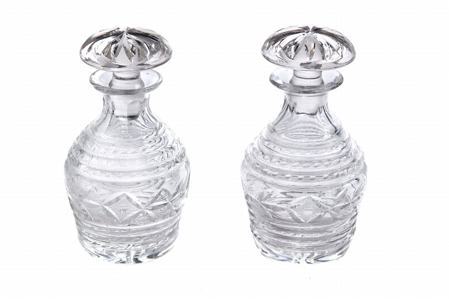 Quality Pair of Antique Cut Glass Crystal Decanters