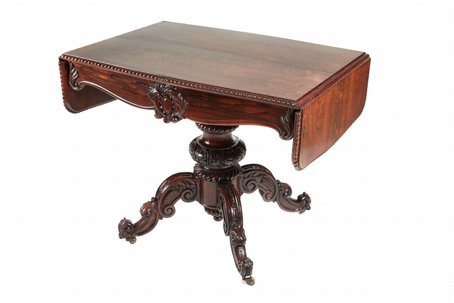 Outstanding Victorian Carved Rosewood Sofa Table